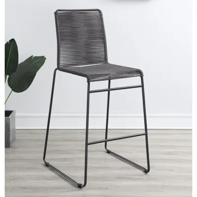 Coaster Co. Of America Jerome Upholstered Bar Stools With Footrest (set Of 2) Charcoal And Metal In Black