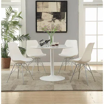 Coaster Co. Of America Juniper Armless Dining Chairs White And Chrome (set Of 2)