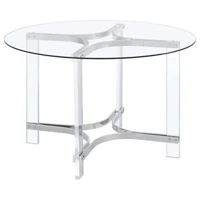 Coaster Co. Of America Keeling 47-inch Round Glass Top Acrylic Dining Table Chrome