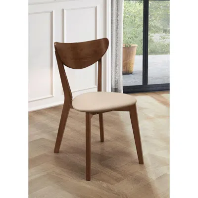 Coaster Co. Of America Kersey Dining Side Chairs With Curved Backs Beige And Chestnut (set Of 2) In Blue