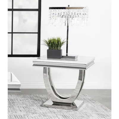 Coaster Co. Of America Kerwin U-base Square End Table White And Chrome In Blue