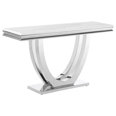 Coaster Co. Of America Kerwin U-base Stone Top Entryway Sofa Console Table Chrome