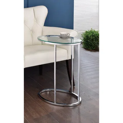 Coaster Co. Of America Kyle Oval Snack Table Chrome And Clear