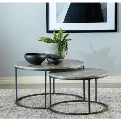 Coaster Co. Of America Lainey Round 2-piece Nesting Coffee Table Grey And Metal In Gray