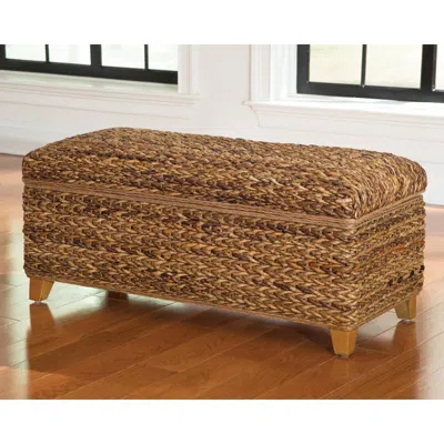 Coaster Co. Of America Laughton Hand-woven Banana Leaf Storage Trunk Amber In Brown