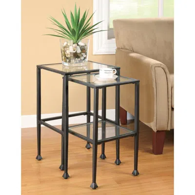 Coaster Co. Of America Leilani 2-piece Glass Top Nesting Tables Black