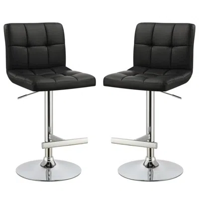 Coaster Co. Of America Lenny Adjustable Bar Stools Chrome And Black (set Of 2)