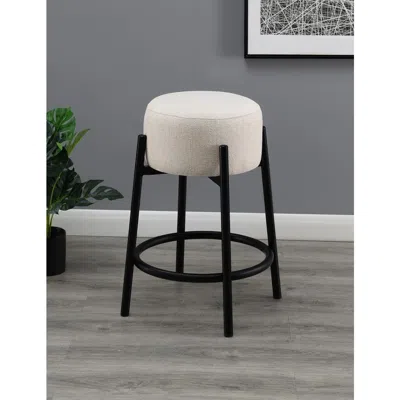 Coaster Co. Of America Leonard Upholstered Backless Round Stools White And Black (set Of 2)