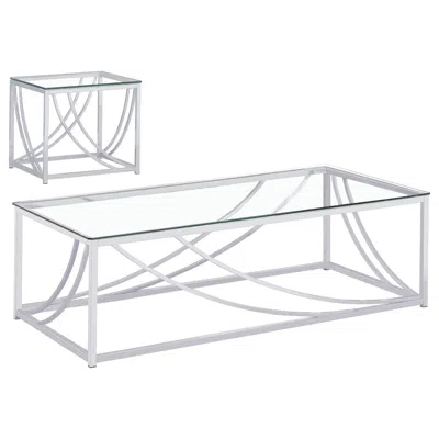 Coaster Co. Of America Lille 2-piece Glass Top Coffee End Sofa Table Set Chrome