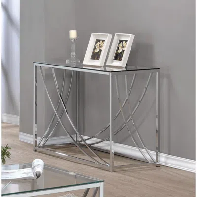 Coaster Co. Of America Lille Glass Top Rectangular Sofa Table Accents Chrome In Metallic
