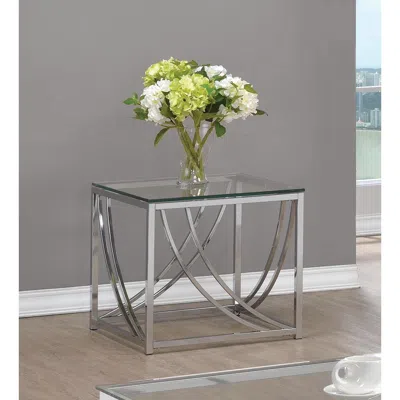 Coaster Co. Of America Lille Glass Top Square End Table Accents Chrome In Metallic