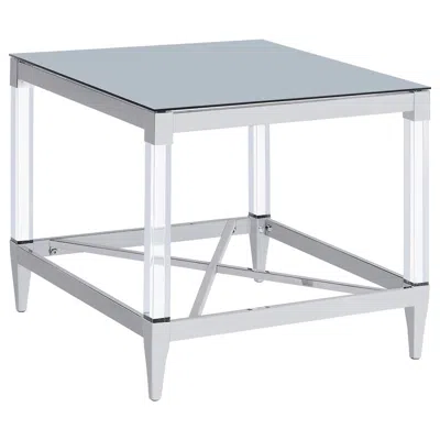 Coaster Co. Of America Lindley Square Tempered Mirror Acrylic Side End Table Chrome