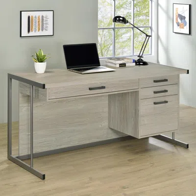 Coaster Co. Of America Loomis 4-drawer Rectangular Office Desk Whitewashed Grey And Metal