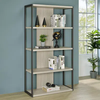 Coaster Co. Of America Loomis 4-shelf Bookcase Whitewashed Grey In Black