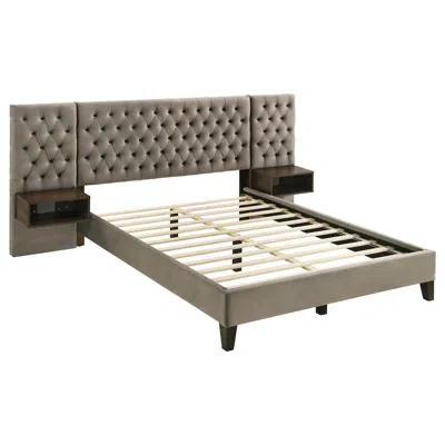 Coaster Co. Of America Marley Upholstered Queen Wall Panel Bed Light Brown