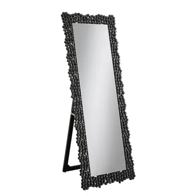 Coaster Co. Of America Mckay Textural Frame Cheval Floor Mirror Silver And Smoky Grey