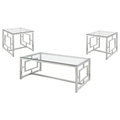 Coaster Co. Of America Merced 3-piece Rectangular Coffee And End Table Set Nickel