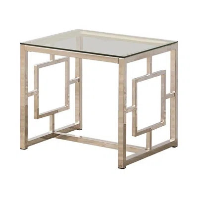 Coaster Co. Of America Merced Square Tempered Glass Top End Table Nickel In Neutral