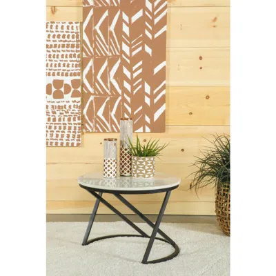 Coaster Co. Of America Miguel Round Accent Table With Marble Top White And Black In Gray