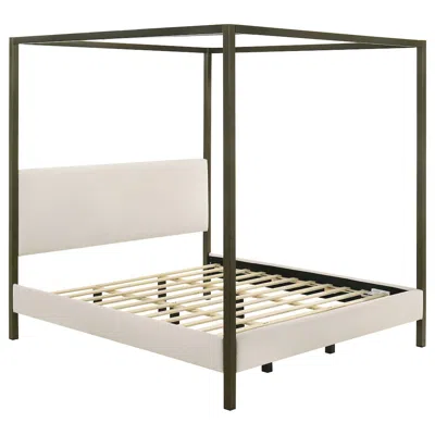 Coaster Co. Of America Monroe Upholstered Eastern King Canopy Bed Vanilla In White