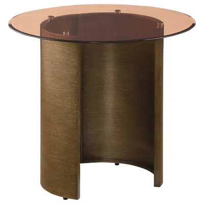 Coaster Co. Of America Morena Round Tawny Glass Top Side End Table Brushed Bronze