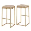 Coaster Co. Of America Nadia Square Padded Seat Counter Height Stool (set Of 2) Beige And Gold