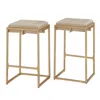 Coaster Co. Of America Nadia Square Padded Seat Counter Height Stool (set Of 2) Beige And Gold
