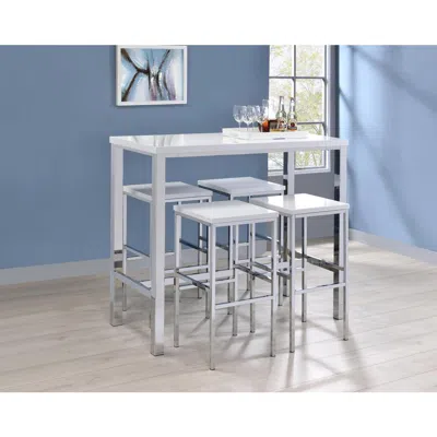 Coaster Co. Of America Natividad 5-piece Bar Set White High Gloss And Chrome