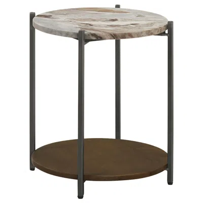 Coaster Co. Of America Noemie Round Marble Top Accent Side Table White And Gunmetal
