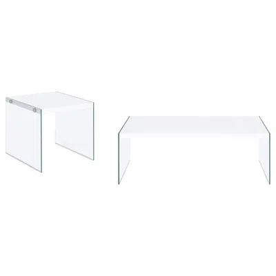 Coaster Co. Of America Opal 2-piece Coffee And End Table Set White High Gloss