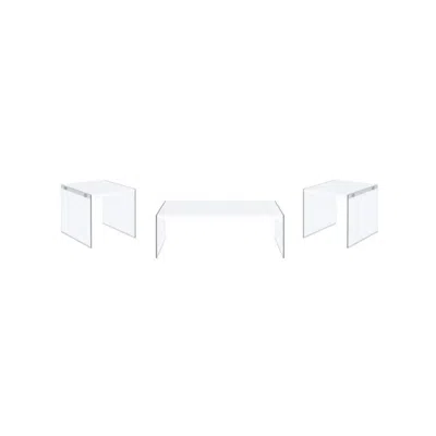 Coaster Co. Of America Opal 3-piece Coffee And End Table Set White High Gloss