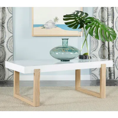 Coaster Co. Of America Pala Rectangular Coffee Table With Sled Base White High Gloss And Natural