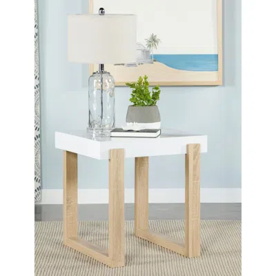 Coaster Co. Of America Pala Rectangular End Table With Sled Base White High Gloss And Natural