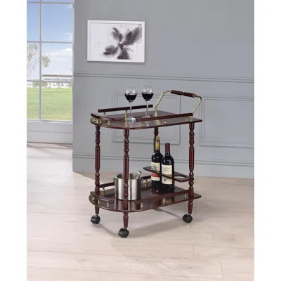 Coaster Co. Of America Palmer 2-tier Serving Cart Merlot And Brass In Brown