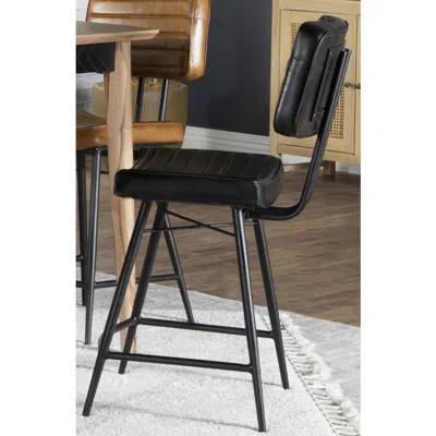 Coaster Co. Of America Partridge Upholstered Counter Height Stools With Footrest (set Of 2) In Black