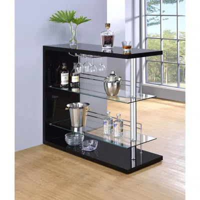 Coaster Co. Of America Prescott Rectangular 2-shelf Bar Unit Glossy Black In Blue
