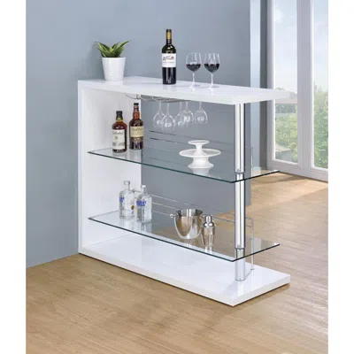 Coaster Co. Of America Prescott Rectangular 2-shelf Bar Unit Glossy White In Blue