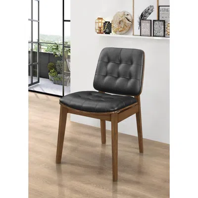 Coaster Co. Of America Redbridge Tufted Back Side Chairs Natural Walnut And Black (set Of 2) In Gray