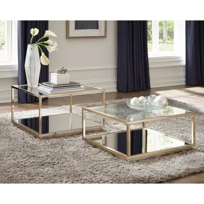 Coaster Co. Of America Renee 2-piece Square Occasional Set Rose Brass In Gold