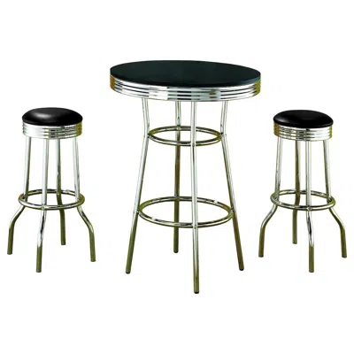 Coaster Co. Of America Retro 3-piece Round 1950s Bistro Pub Bar Table Set Black