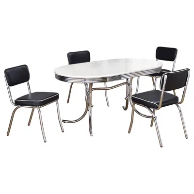 Coaster Co. Of America Retro 5-piece Oval Dining Table Set White And Black