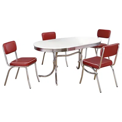Coaster Co. Of America Retro 5-piece Oval Dining Table Set White And Red