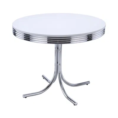 Coaster Co. Of America Retro Round 42-inch Wood Top Dining Table White And Chrome