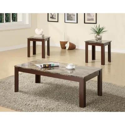 Coaster Co. Of America Rhodes 3-piece Faux Marble Top Occasional Set Brown