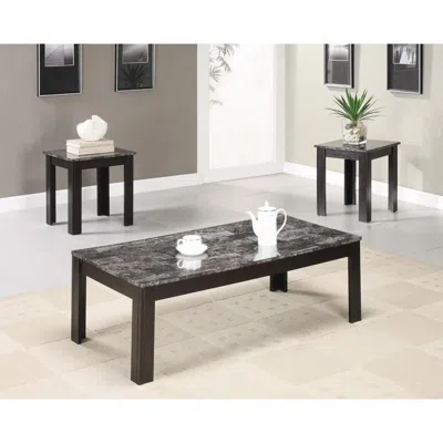 Coaster Co. Of America Rhodes 3-piece Faux-marble Top Occasional Table Set Black