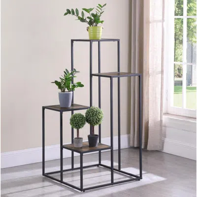 Coaster Co. Of America Rito 4-tier Display Shelf Rustic Brown And Black In Gray
