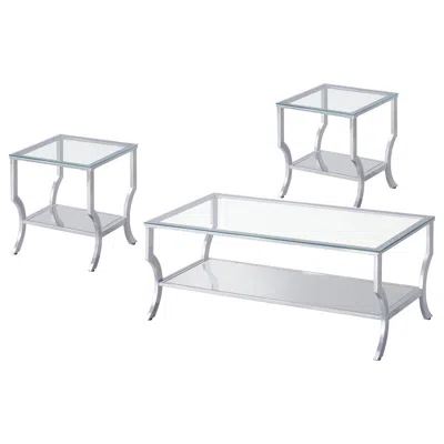 Coaster Co. Of America Saide 3-piece Glass Top Coffee And End Table Set Chrome