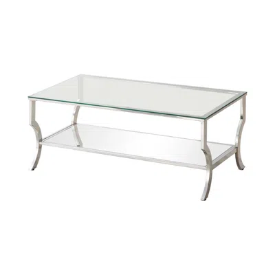 Coaster Co. Of America Saide Rectangular Coffee Table With Mirrored Shelf Chrome In Transparent