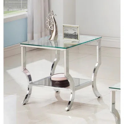 Coaster Co. Of America Saide Square End Table With Mirrored Shelf Chrome