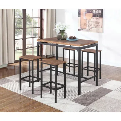 Coaster Co. Of America Santana 5-piece Pub Height Bar Table Set Weathered Chestnut And Black In Blue